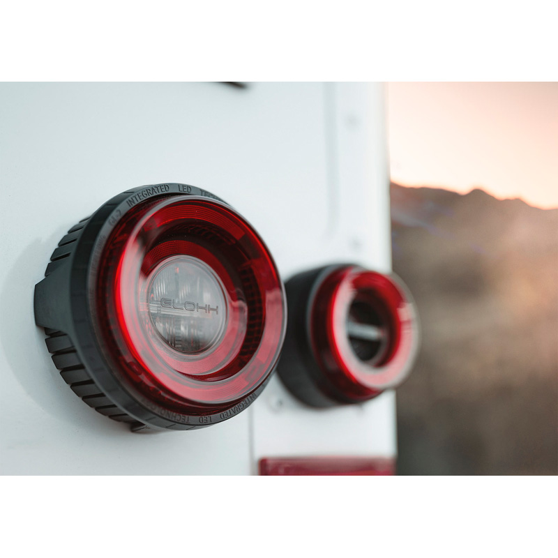 Glohh GL-2 Feux Arrières LED sur mesure pour Landrover 90/110 1983-1990 & Defender (LD) 1990-2016 - Rouge/Fumée (6-pièces)