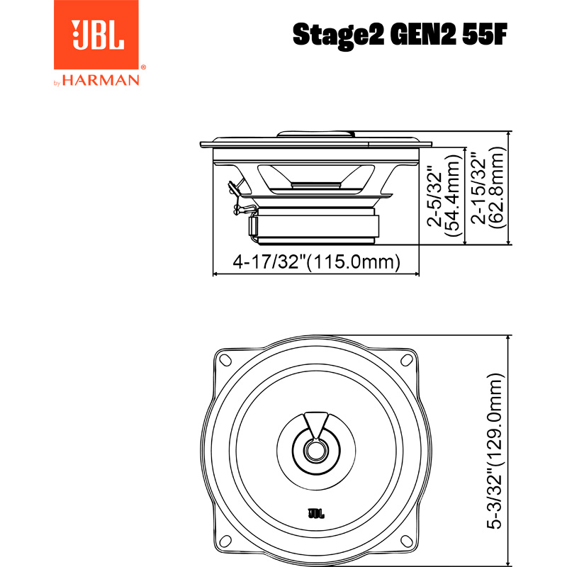 JBL Stage 2 Gen2 55F 5.25'' (13cm) 2-Voies Set de haut-parleur 400W/50W RMS (sans grille)