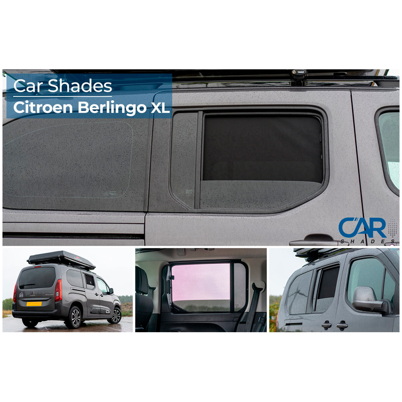 Set de Car Shades sur mesure pour Citroen Berlingo Multispace 2018- (seulement pour hayon arrière avec lunette ouvrante) (6-pièces)