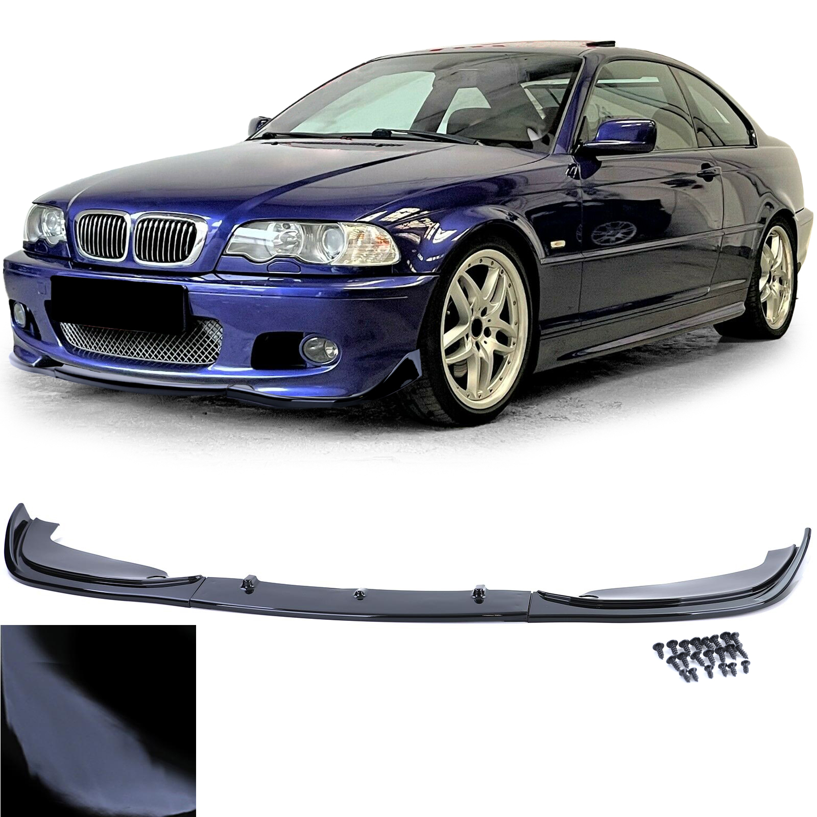 Voorspoiler passend voor BMW 3-Serie E46 Coupe/Cabrio Glans Zwart