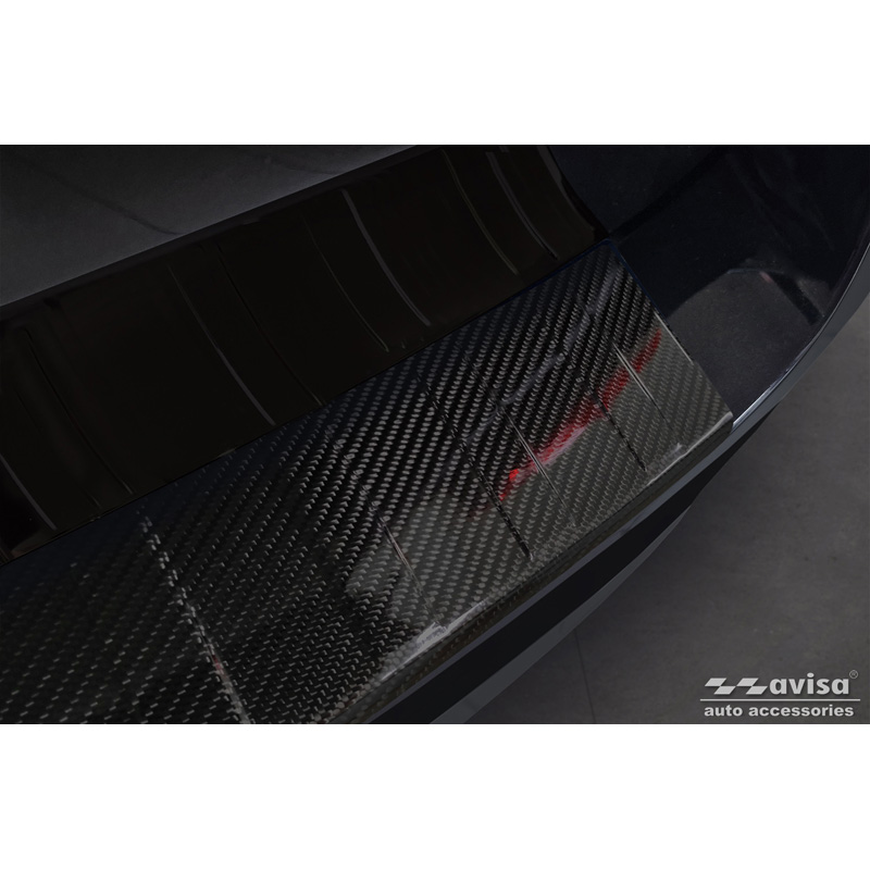 Protection de seuil arrière carboné 3D sur mesure pour Skoda Superb III Combi 2015-2019 & Facelift 2019-2024 incl. Scout 'Ribs'
