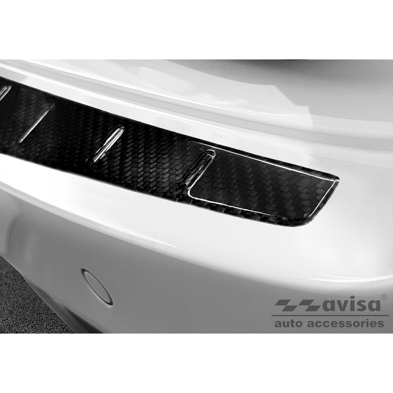 Protection de seuil arrière carboné 3D sur mesure pour Mercedes CLA II (C118) Sedan 2019- 'Ribs'