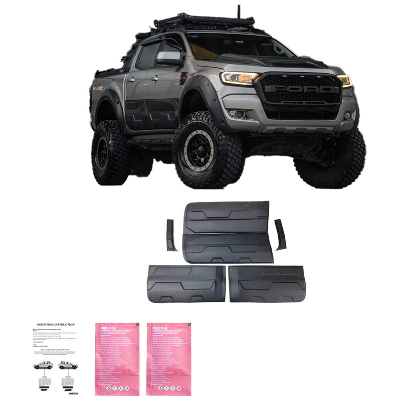 Jeu de baguettes de porte sur mesure pour Ford Ranger T6/T7/T8 2012-2022 (Jumbo) - Noir mat