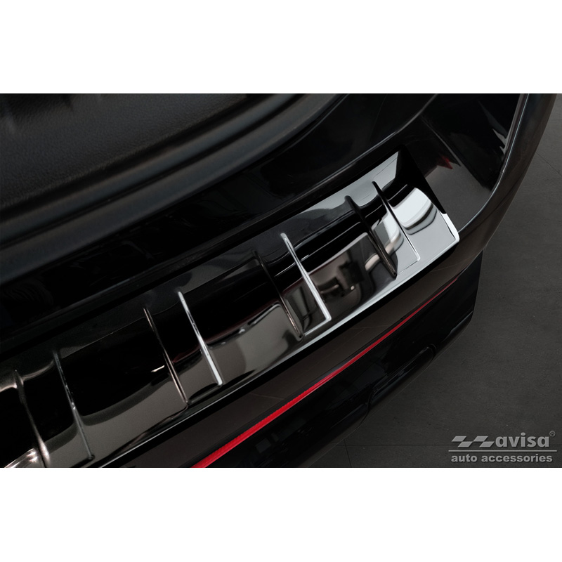 Protection de seuil arrière inox Noir-Chromé sur mesure pour BMW X1 U11 / U11 xLine 2022- 'Ribs'