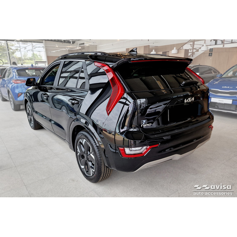 Protection de seuil arrière inox noir mat sur mesure pour Kia Niro II Hybrid & Niro II EV (SG2) 2022- 'Ribs'