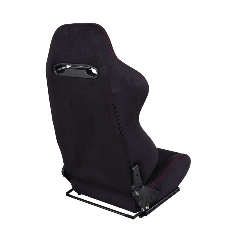 Simoni Racing Siège Baquet Miky - Noir + Piqûres Rouges - Réglable des Deux Côtés - incl. Glissières