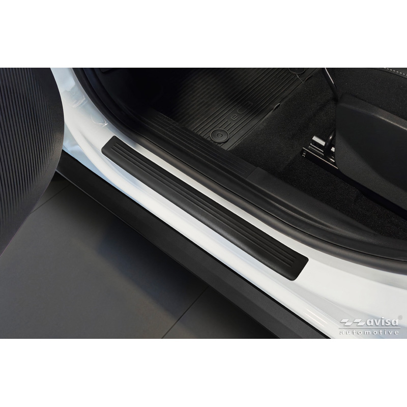 Avisa Seuils de portes inoxydable noir mat sur mesure pour Citroën C3 IV 2024- - 'Lines' - 4-pièces