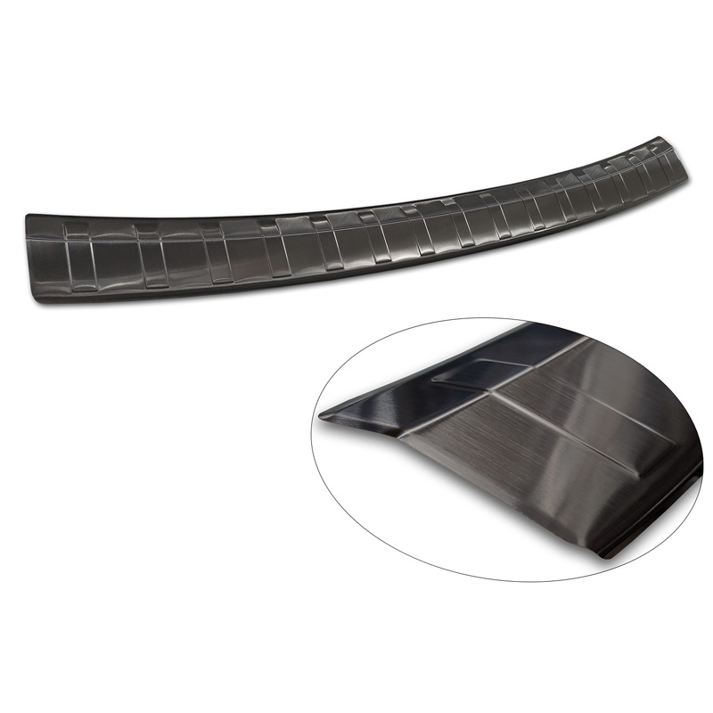 Protection de seuil arrière inox Noir sur mesure pour Skoda Octavia Scout (NX5) 2020- 'Ribs'