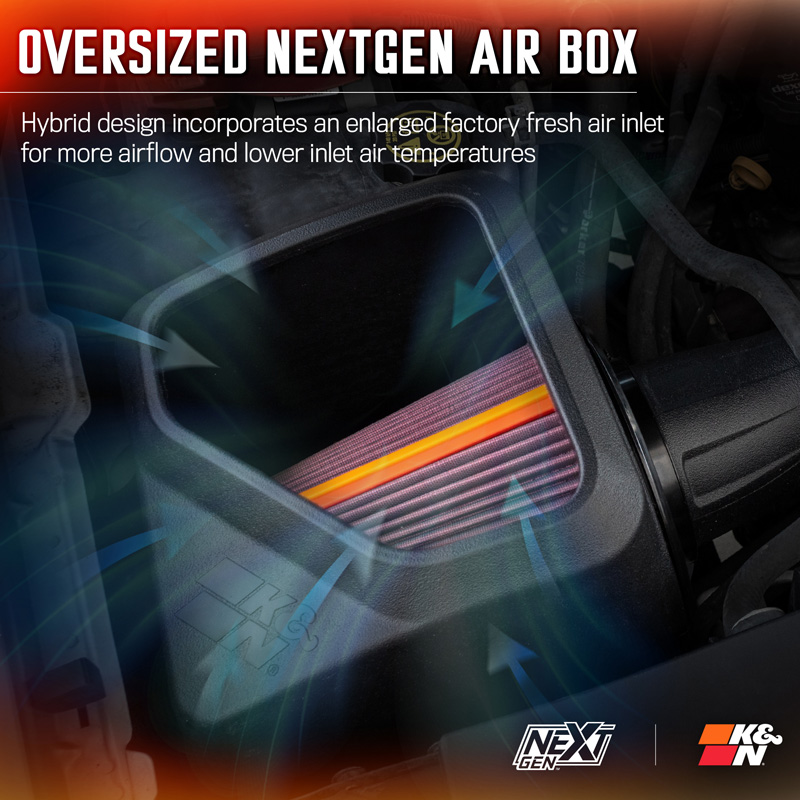 K&N NextGen d'admission d'air froid  sur mesure pour Cadillac/Chevrolet /GMC 4.8L/5.3L/6.2L V8 2009-2014 (50-3070)