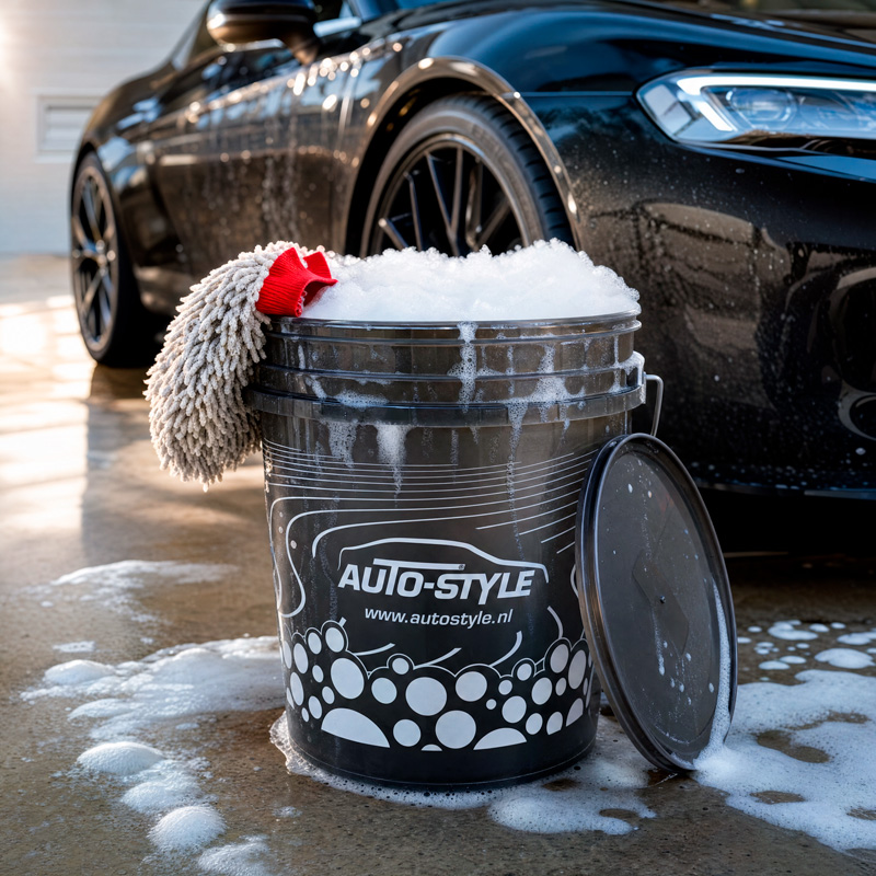 Seau lavage de voiture 20L avec Grit/Grille - transparent gris fumé