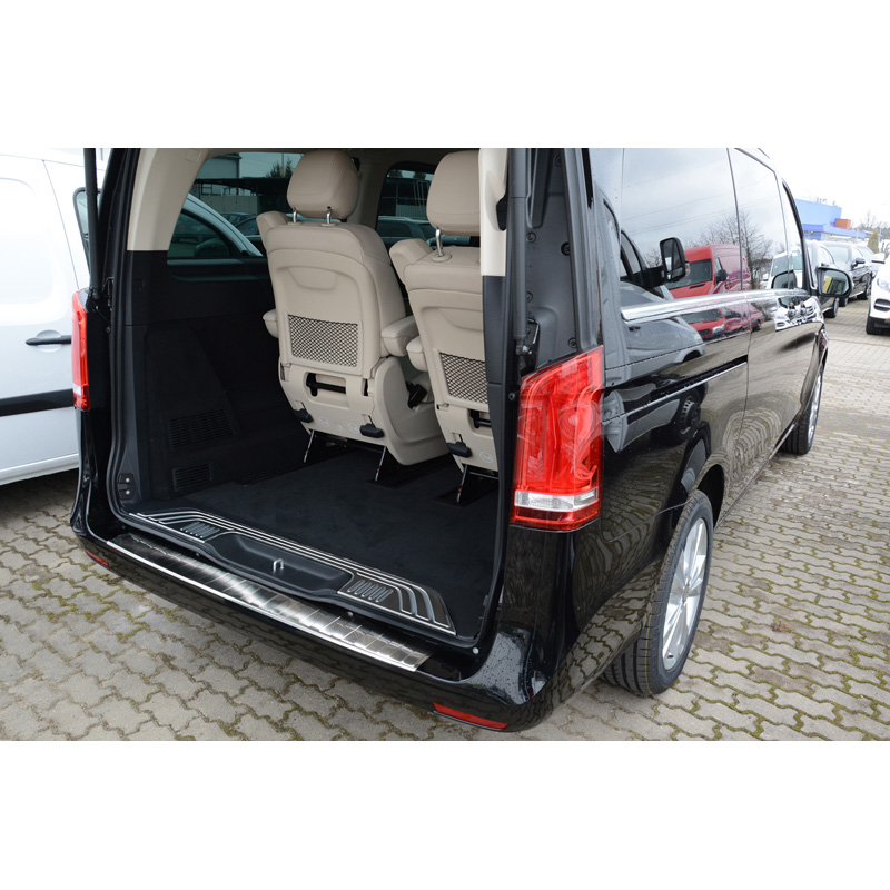 Protection de seuil arrière inox sur mesure pour Mercedes Vito & Classe-V 2014-2019 & Facelift 2019- 'Ribs'