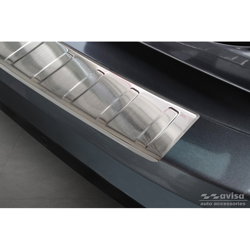 Protection de seuil arrière inox sur mesure pour Citroën C4 Picasso 2013- & C4 Spacetourer 2018- 'Ribs'