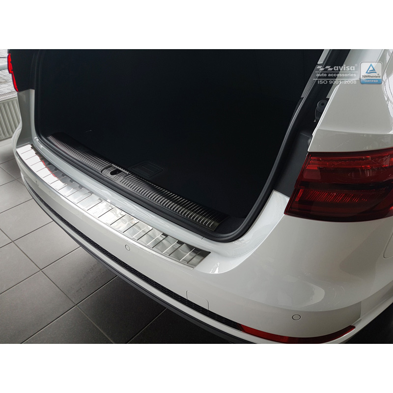 Protection de seuil arrière inox sur mesure pour Audi A4 B9 Avant 2015-2019 & Facelift 2019- 'Ribs' (incl. S4 Avant)