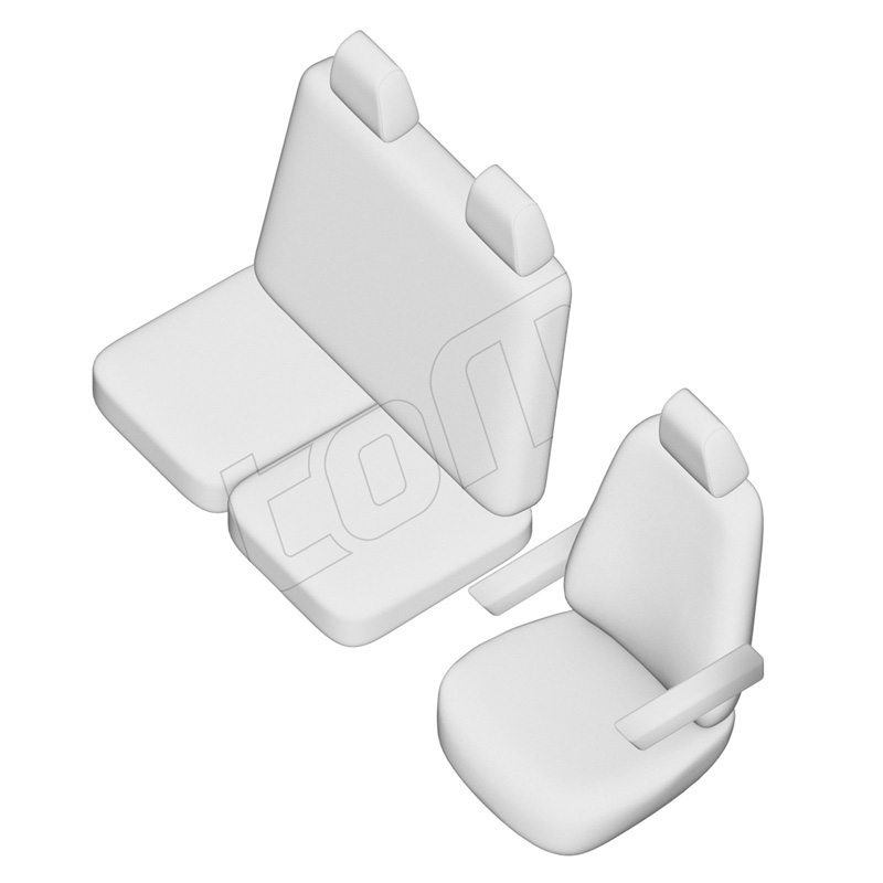New York Design Housses de siège en cuir artificiel 2+1 sur mesure pour Volkswagen Crafter/MAN TGE 2017- (Standard) (Fond de banquette divisée)