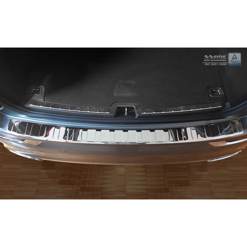 Protection de seuil arrière inox Chrome sur mesure pour Volvo XC60 II 2017-2021 & FL 2021- incl. R-Design 'Ribs'
