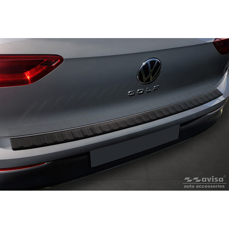 Protection de seuil arrière inox noir mat sur mesure pour Volkswagen Golf VIII HB 5-portes 2020-2024 & FL 2024-