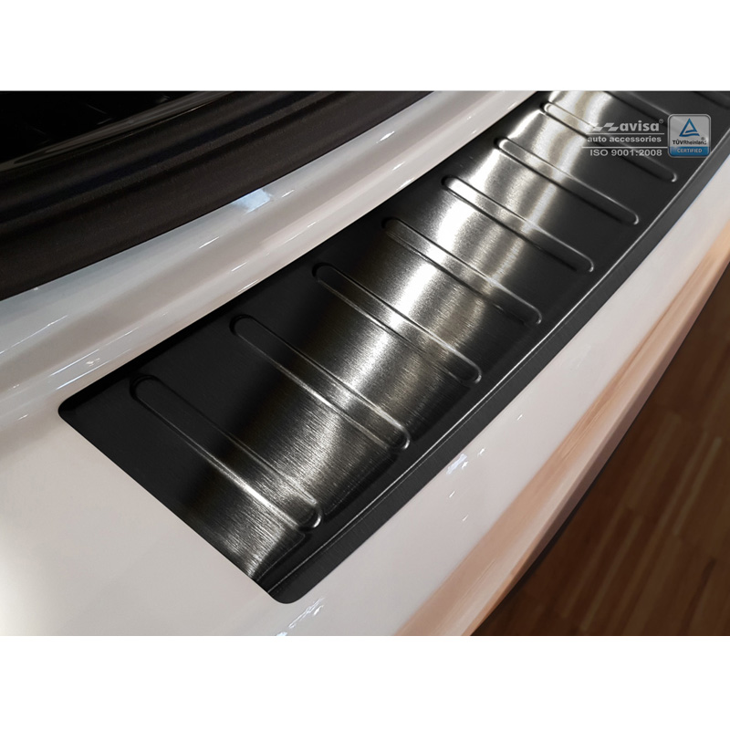 Protection de seuil arrière inox noir sur mesure pour Volvo V60 2010-2018 'Ribs'