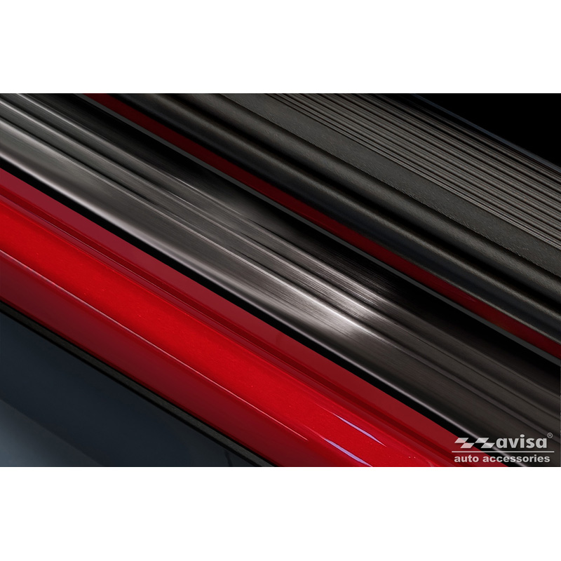 Seuils de portes inoxydable noir sur mesure pour Volkswagen ID.3 2020-2023 & FL 2023- / Cupra Born 2021- / MG 4 2022- / MG HS II 2024- 'Lines' - 4-pièces