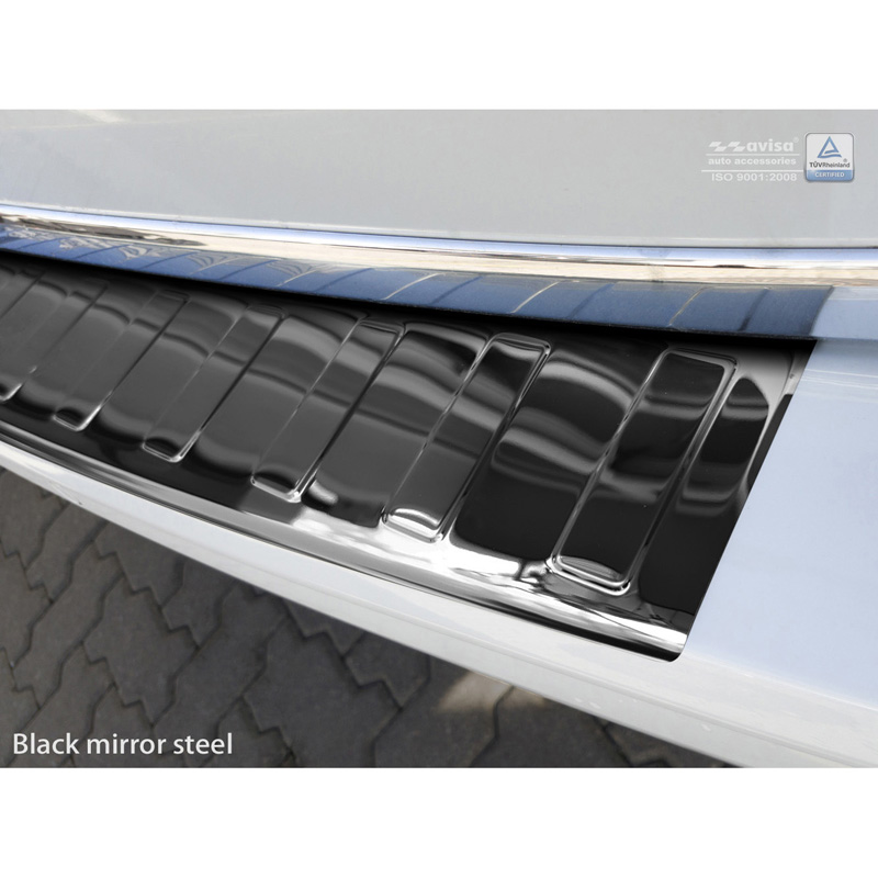 Protection de seuil arrière inox Noir-Chromé sur mesure pour Volkswagen Transporter T6 2015-2019 & FL 2019-2020 & T6.1 2020-2022 (hayon arrière) 'Ribs'