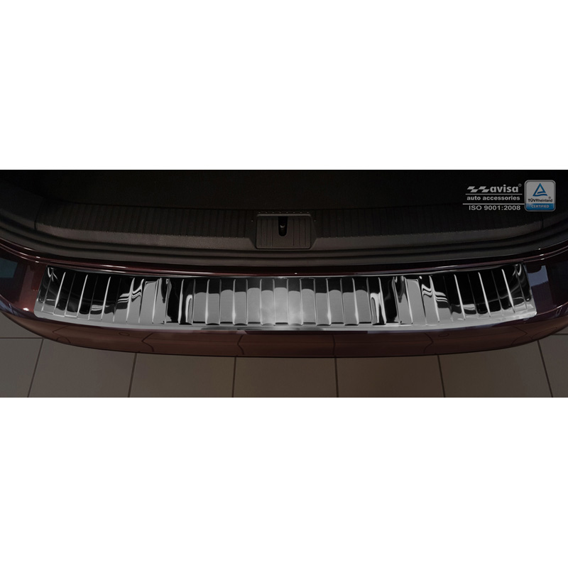 Protection de seuil arrière inox Noir-Chromé sur mesure pour Volkswagen Passat 3G Variant 2014-2023 incl. Alltrack 'Ribs'