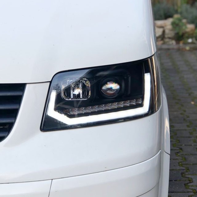 Headlights fits VW T5 03-09 Devil Eyes Dlite LED Dynamic
