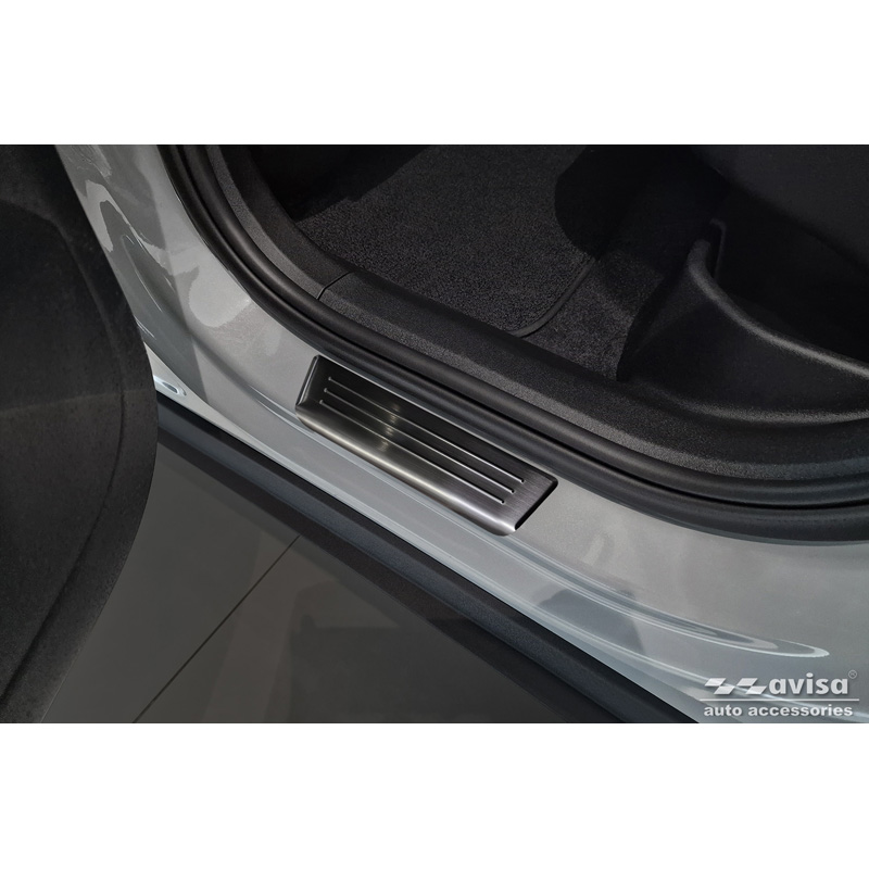 Seuils de portes inoxydable noir sur mesure pour Volvo EX30 2023- - 'Lines' - 4-pièces