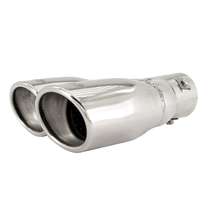 Simoni Racing Embout d'Échappement Ovale Double/Oblique Inox - 167x67xL220mm - Montage 37->57mm - à gauche