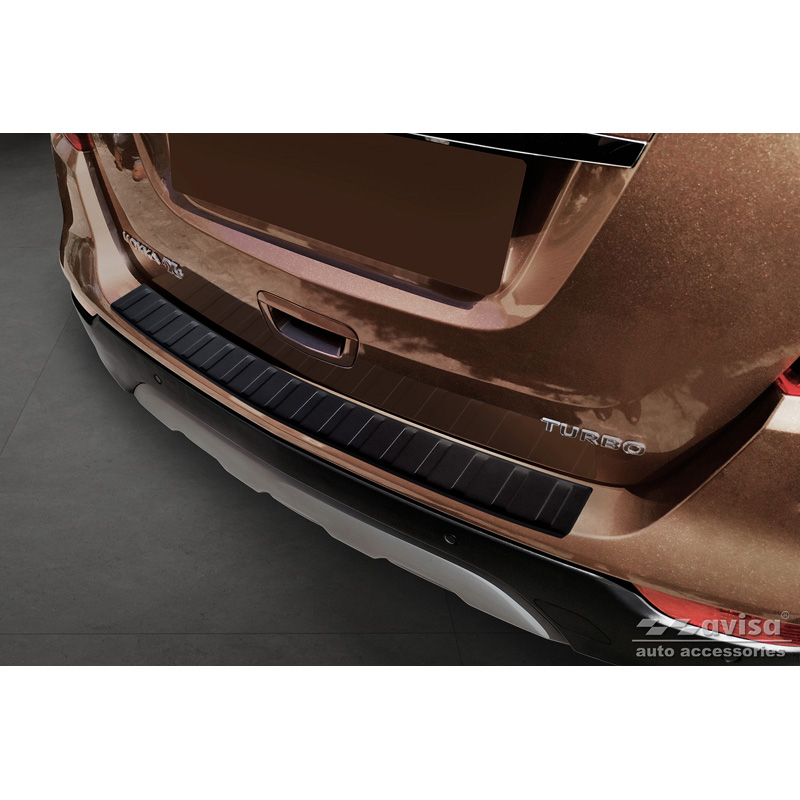 Protection de seuil arrière inox noir mat sur mesure pour Opel Mokka X 2016- 'Ribs'