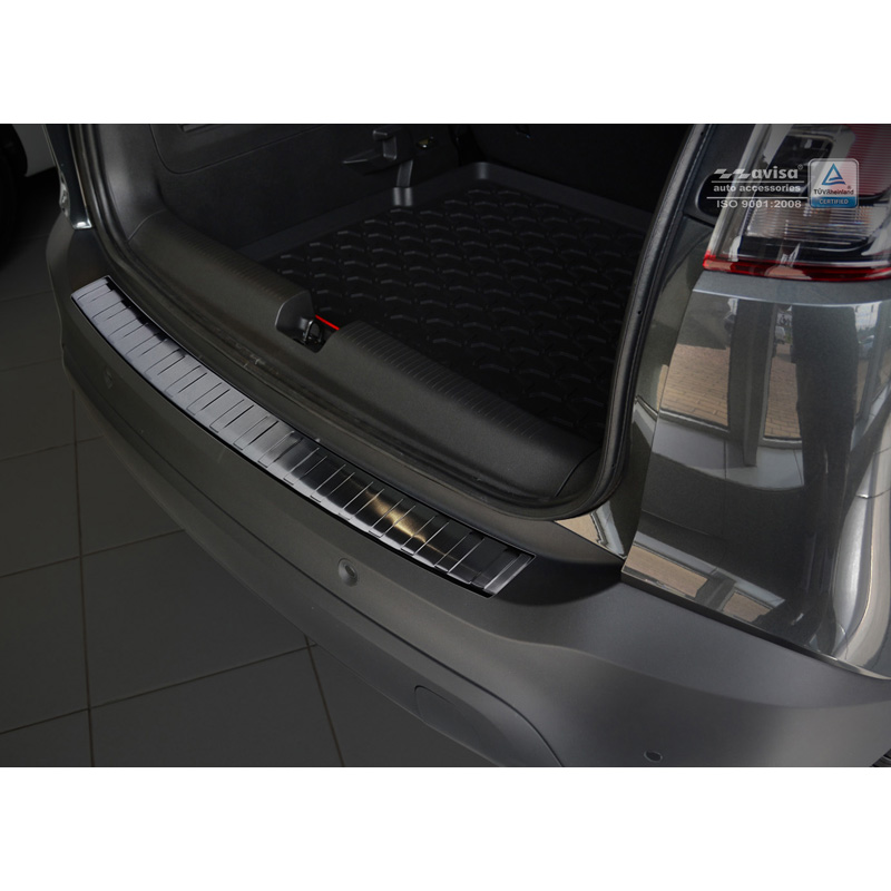 Protection de seuil arrière inox noir sur mesure pour Opel Crossland 2017-2020 & FL 2020- 'Ribs'
