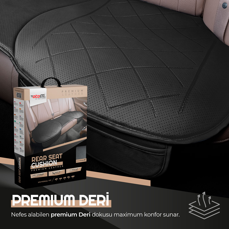 Coussin de siège universel 'Rear' en Cuir Noir - 1 pièce