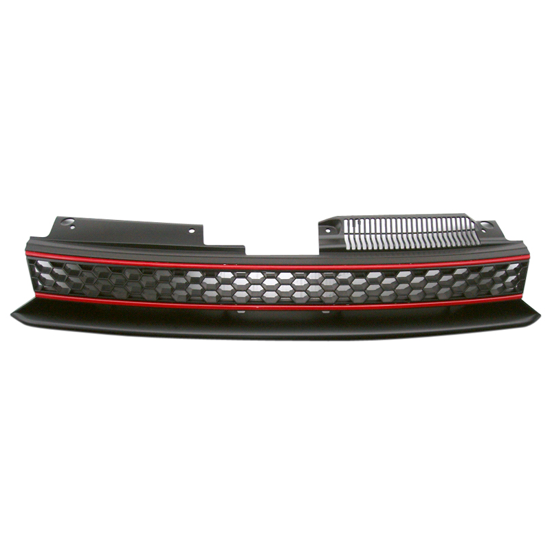 Grille sans logo sur mesure pour Volkswagen Golf VI GTi 2008-2012 - Noir/Rouge