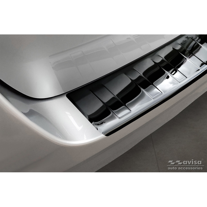 Protection de seuil arrière inox Noir-Chromé sur mesure pour Volkswagen Multivan T7 2021- 'Ribs'
