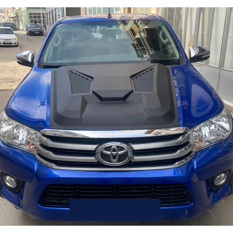 Écope de capot sur mesure pour Toyota Hilux 8ème Gen. 2015-2020 - Version 2 - Noir mat