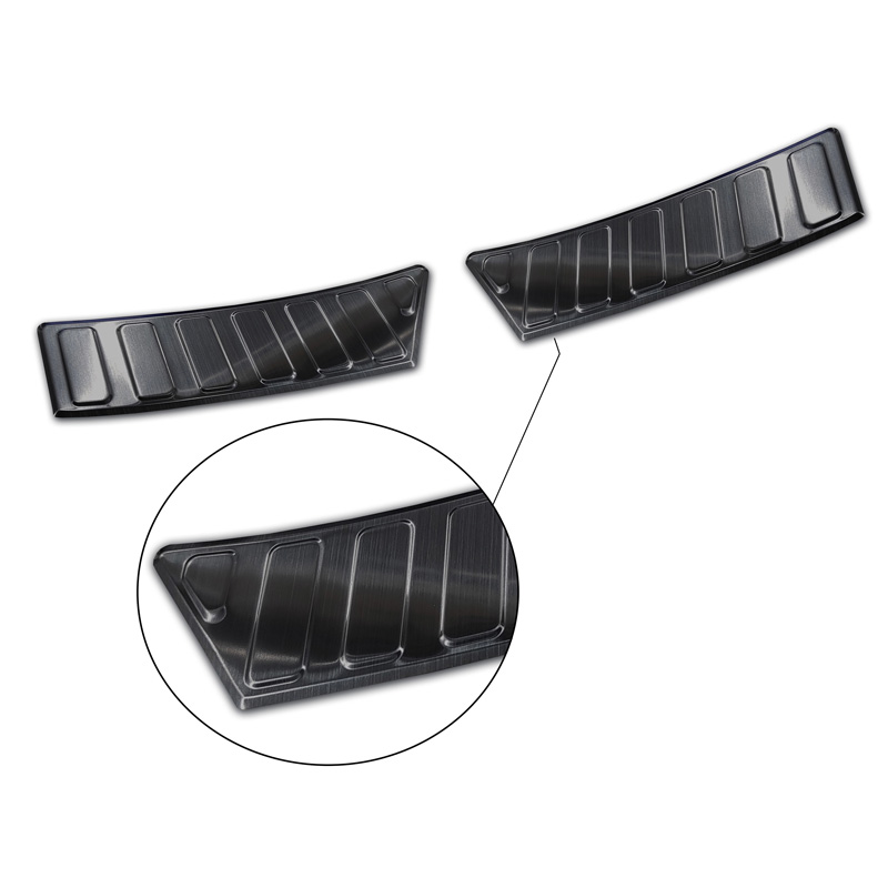 Protection de seuil arrière inox noir sur mesure pour Ford Puma 2019- 'Ribs' (2-pièces)