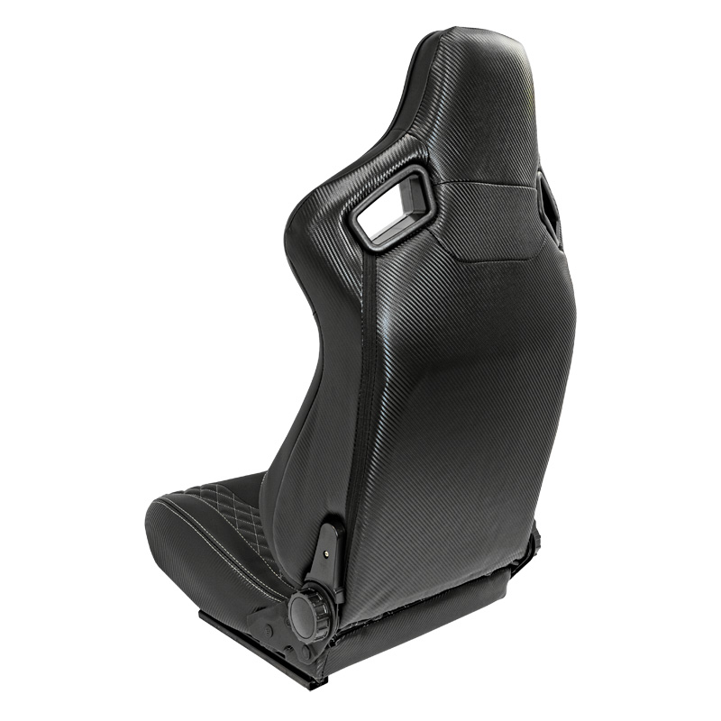 Siège baquet 'AK' - Simili Cuir Noir + Surpiqûres argent - Dossier réglable - incl. glissières