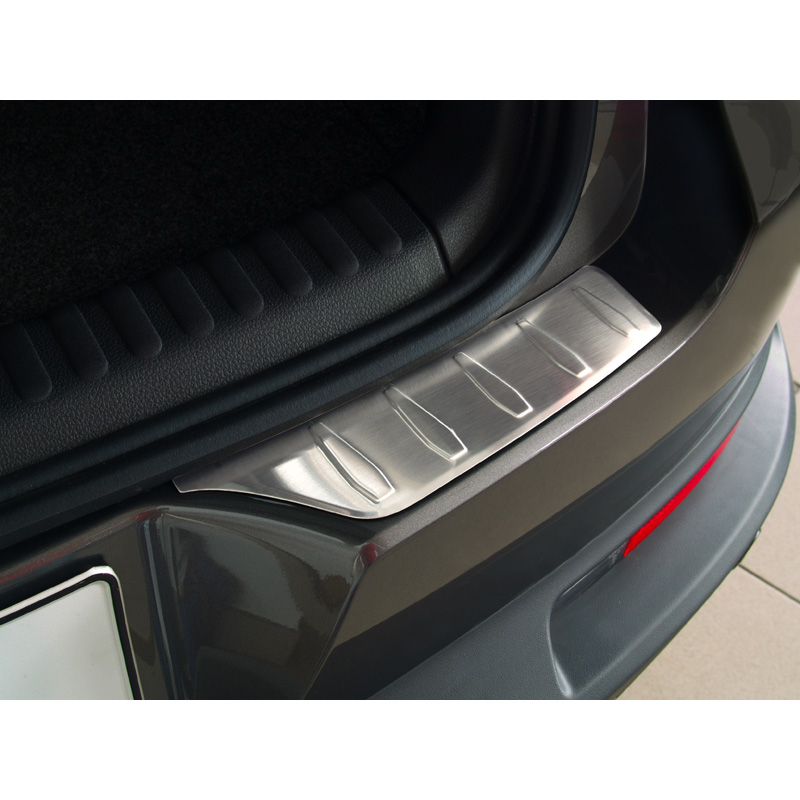 Protection de seuil arrière inox sur mesure pour Volkswagen Tiguan 2007- 'Ribs' (2 pièces)