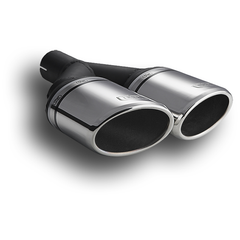 Ulter Sport Embout d'échappement - Ovale Double 95x65mm Incliné Type II - Longueur 200mm - Montage ->50mm - Inoxydable