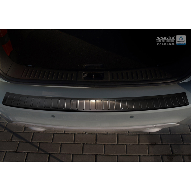Protection de seuil arrière inox noir sur mesure pour Ford Kuga 2008-2012 'Ribs'