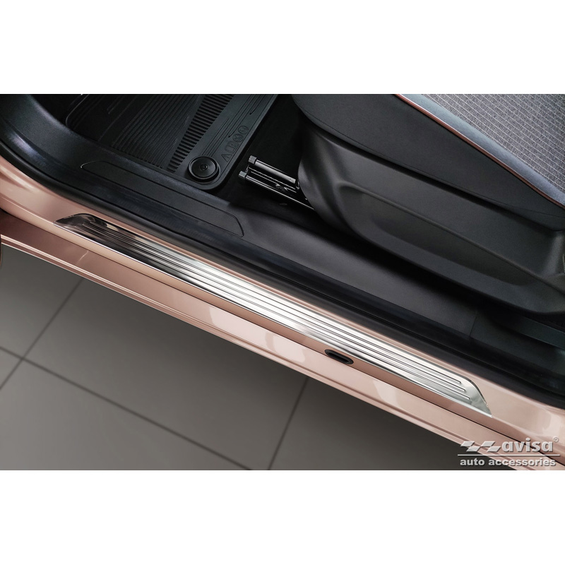 Seuils de portes inoxydable sur mesure pour Fiat 500e Berlina, 3+1 & Cabrio 2020- / 500 FL 2015- 3-portes - 2-pièces