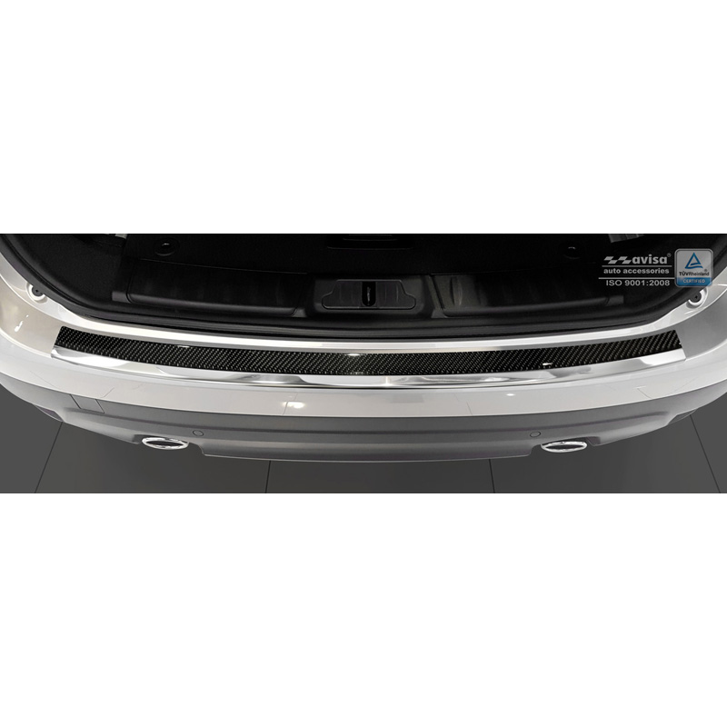 Protection de seuil arrière inox 'Deluxe' sur mesure pour Jaguar F-Pace 2016-2020 & FL 2020- Chromé/Carboné noir