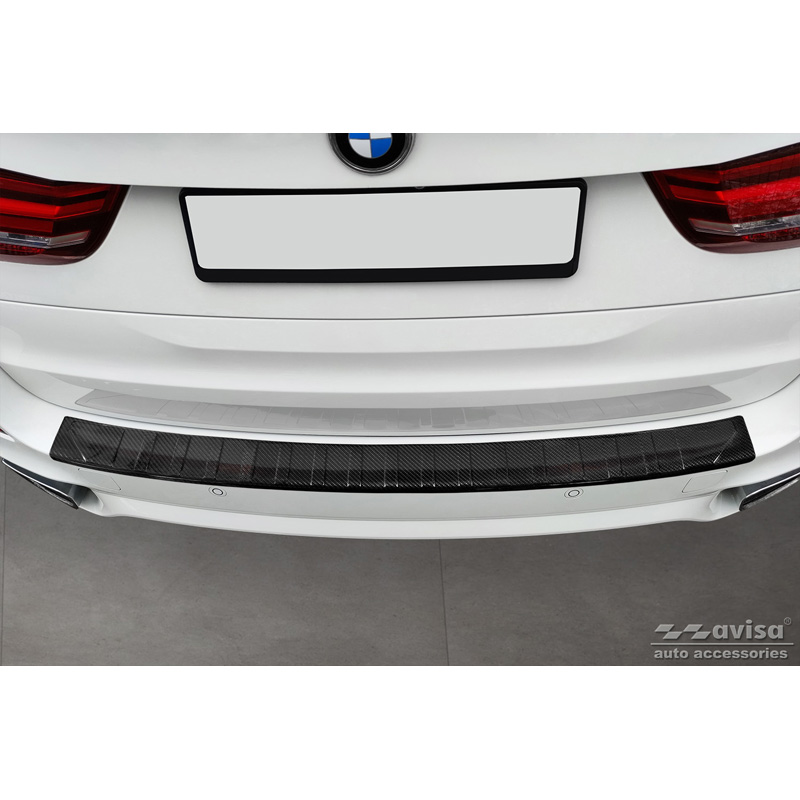 Protection de seuil arrière carboné 3D sur mesure pour BMW X5 F15 2013-2018 avec Pacquet-M 'Ribs'