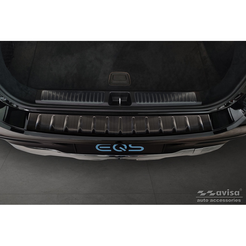 Protection de seuil arrière inox noir sur mesure pour Mercedes EQS SUV (X296) 2022- 'Ribs'