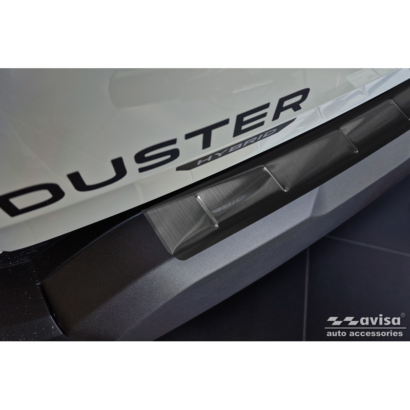 Protection de seuil arrière inox noir sur mesure pour Dacia Duster III 2024- 'Ribs'