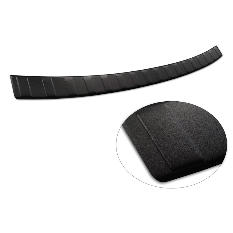 Protection de seuil arrière inox noir mat sur mesure pour Volkswagen Tiguan II / Allspace incl. Facelift & R-Line 2016-2020 / 2020-2024 'Ribs'