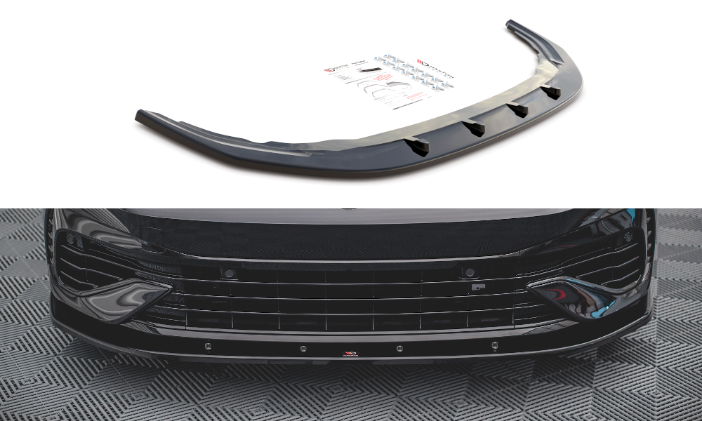 Voorspoiler V.1 Volkswagen Golf 8 R Maxton Glans Zwart