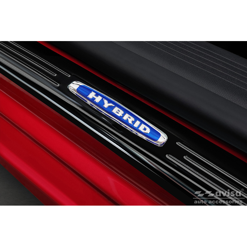 Seuils de portes inoxydable noir luisant sur mesure pour Opel Astra (L) Hatchback 2021- & Opel Astra (L) Sports Tourer 2021- 'Hybrid' - 4-pièces