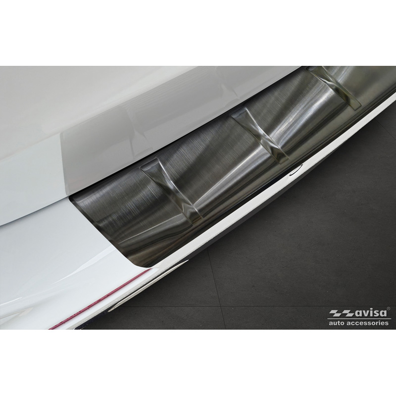 Protection de seuil arrière inox noir sur mesure pour Mercedes Classe-E (S214) Estate 2023- 'Ribs'