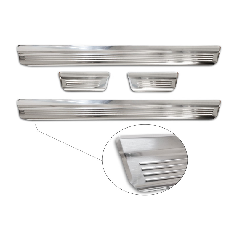 Seuils de portes inox sur mesure pour Honda Civic X HB 5-portes 2017- 'Lines' - 4-pièces