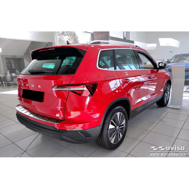 Protection de seuil arrière inox sur mesure pour Skoda Karoq (NU7) Facelift incl. Sportline 2022- 'STRONG EDITION'
