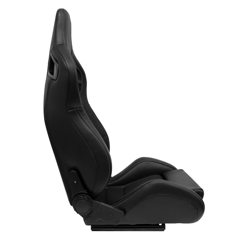 Siège baquet 'NK' - Simili Cuir Noir + Gris Textile - Dossier réglable - incl. glissières